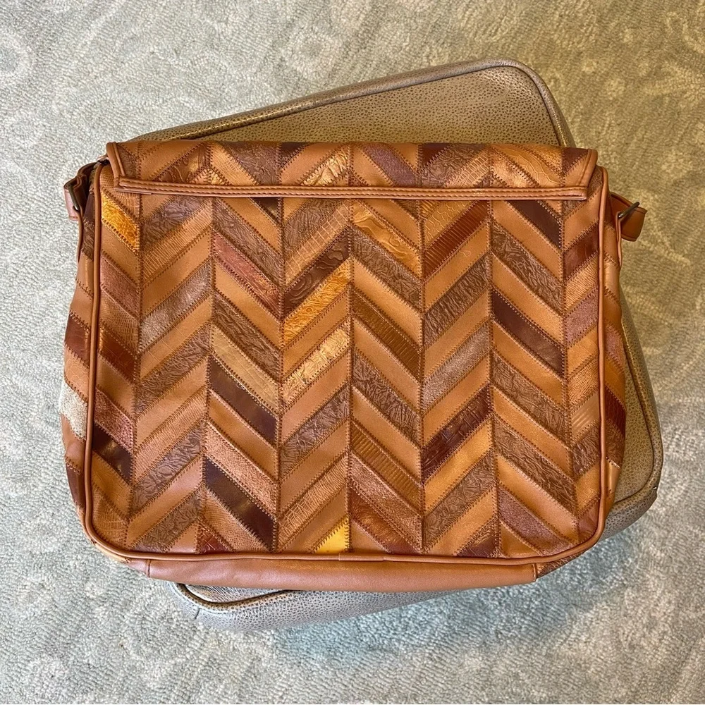 Vintage Magnum Genuine Leather Suede Patchwork Messenger Bag